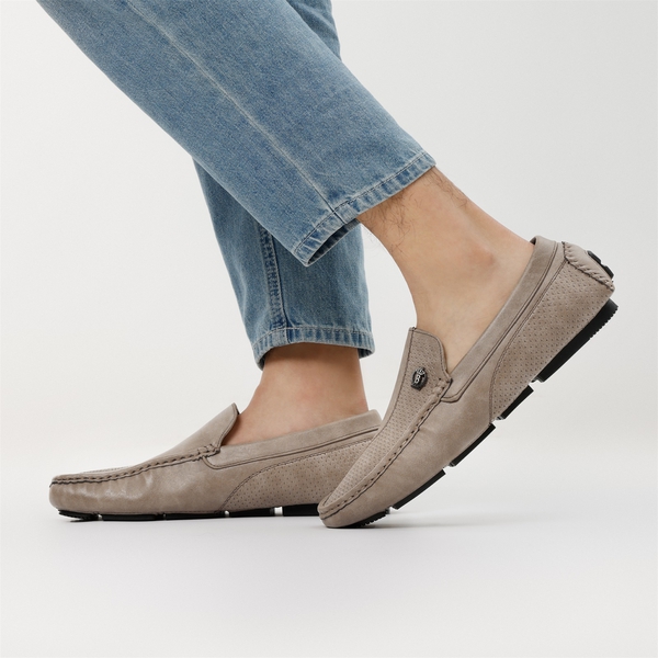 Men's Versatile PU Leather Casual Loafers - BEIGE - 7